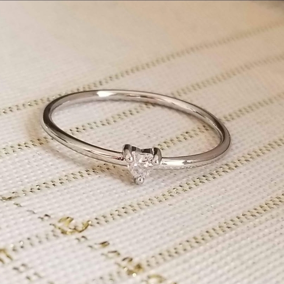 New 925 Silver Mini Small Heart Shaped Diamond Ring for Women